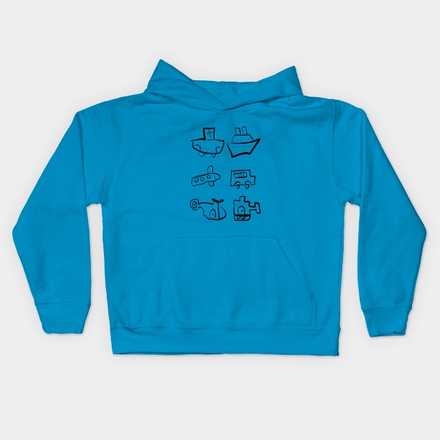 transportation kids drawing Kids Hoodie by TheWarehouse